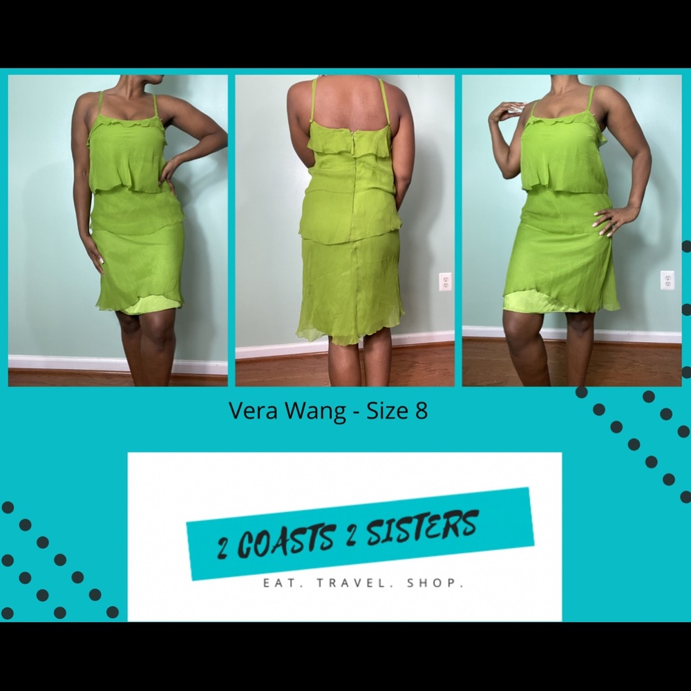 Vera Wang Ruffled Green Dress NWT